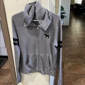 PINK Victoria's Secret Gray Hoodie with Black Details